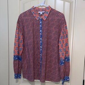 Pure Jill Floral Lightweight Button Down Shirt